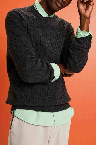 Esprit ανδρικό πουλόβερ με σχέδιο cable knit Regular Fit - 103EE2I301 Μαύρο M